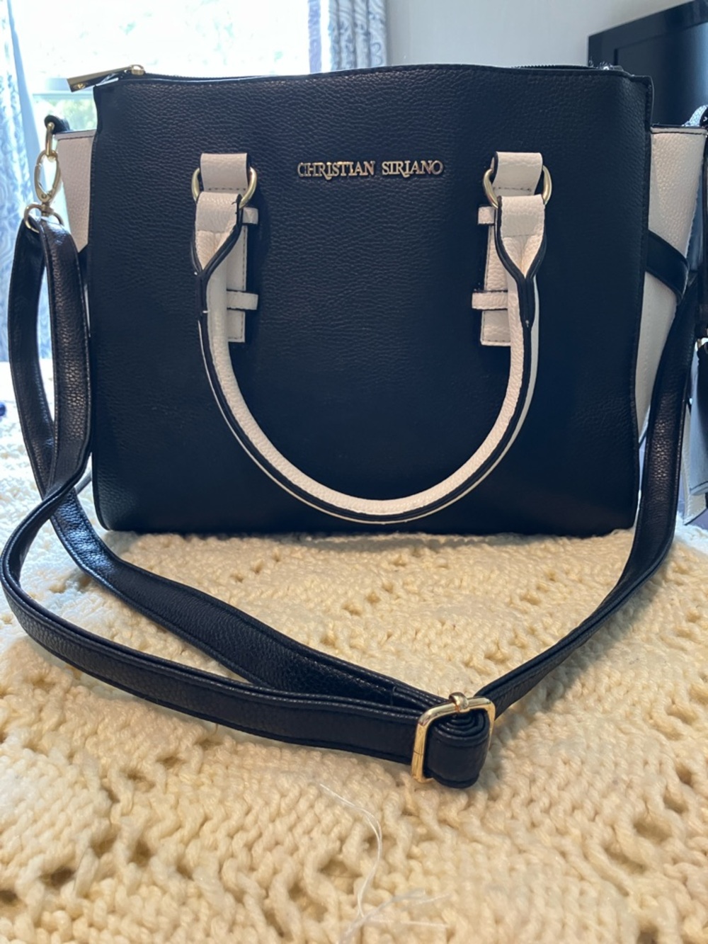 Christian Siriano Black and White Two-Tone Satchel